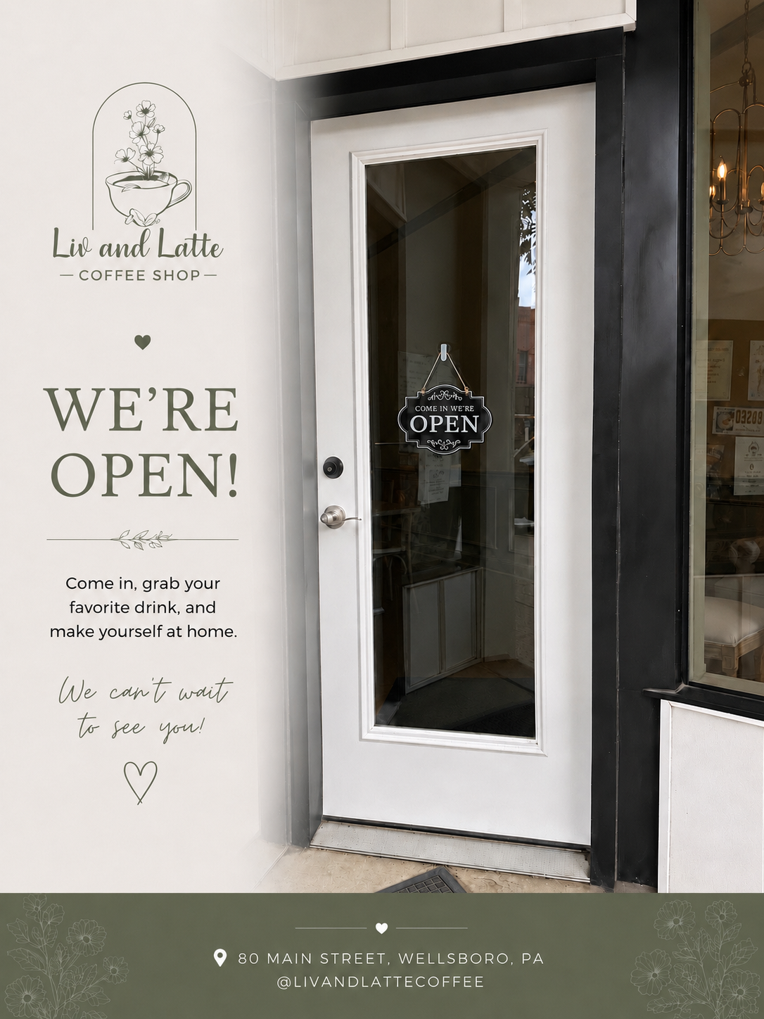 We're open — come in, grab your favorite drink, and make yourself at home